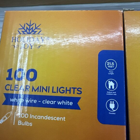 Holiday Joy 100 clear mini lights white wire incandescent 21.5 Feet NEW set of 2 - Picture 4 of 6